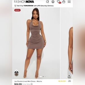 Fashion Nova Mocha Double Lined Mini Dress